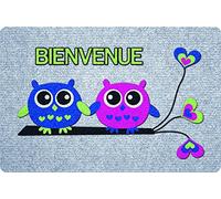 ID MAT Grey'Flock Tapis, Fibres Synthétiques, Gris/Bleu/Vert/Rose, 40x60x0,4 cm
