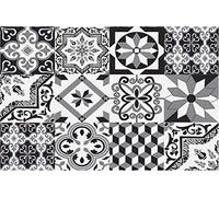 ID MAT Carreaux de Ciment Tapis Paillasson, Polyamide, Noir/Blanc, 40x60 cm