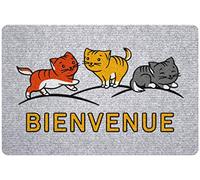 ID Mat - Tapis Paillasson Floqué Grey'Flock - Rectangulaire 40 x 60 cm - Antidérapant - Motif Animaux - Usage Extérieur Abrité - Aspirateur - Polyamide - Gris