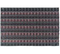 ID MAT - Tapis Paillasson Grattant Solido - Rectangulaire 40 x 60 cm - Bi-Bande - Extérieur - Résistant Intempéries - Nettoyage Facile - Polypropylène - Noir/Bordeaux