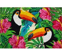 Tapis coco blanchi toucans / pvc 40x60 cm