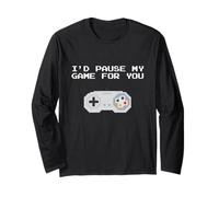 I'd Pause My Game for You Funny Gamer Valentine's Day Manche Longue