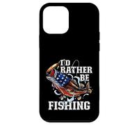 I'd Rather Be Fishing Poisson achigan à Grande Bouche Drapeau américain Coque pour iPhone 12 Mini