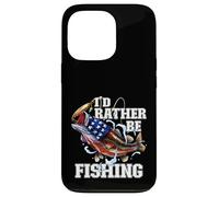 I'd Rather Be Fishing Poisson achigan à Grande Bouche Drapeau américain Coque pour iPhone 13 Pro