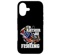 I'd Rather Be Fishing Poisson achigan à Grande Bouche Drapeau américain Coque pour iPhone 17