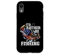 I'd Rather Be Fishing Poisson achigan à Grande Bouche Drapeau américain Coque pour iPhone XR