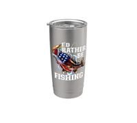 I'd Rather Be Fishing Poisson achigan à grande bouche drapeau américain Gobelet isotherme en acier inoxydable double paroi
