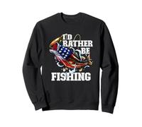 I'd Rather Be Fishing Poisson achigan à Grande Bouche Drapeau américain Sweatshirt