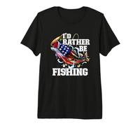 I'd Rather Be Fishing Poisson achigan à Grande Bouche Drapeau américain T-Shirt Haut de Gamme