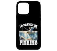 Id Rather Be Fishing Saying For Dad Peaceful Fishing Scene Coque pour iPhone 13 Pro Max