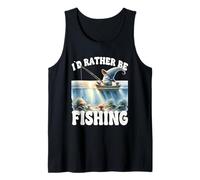 Id Rather Be Fishing Saying For Dad Peaceful Fishing Scene Débardeur