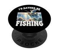 Id Rather Be Fishing Saying For Dad Peaceful Fishing Scene PopSockets PopGrip Adhésif