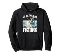 Id Rather Be Fishing Saying For Dad Peaceful Fishing Scene Sweat à Capuche