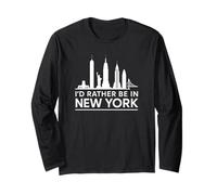 I'd Rather Be in New York - Urban Skyline Graphic Manche Longue