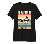 I'd Rather Be Mushing Fan rétro pour Chien de traîneau T-Shirt Haut de Gamme