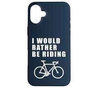 I'd Rather Be Riding, Design Cool et Moderne de Silhouette de vélo Coque pour iPhone 16 Plus