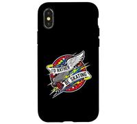I'd Rather Be Skating Roller Skate Wings Retro Distressed Coque pour iPhone X/XS