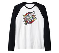 I'd Rather Be Skating Roller Skate Wings Retro Distressed Manche Raglan