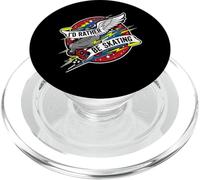 I'd Rather Be Skating Roller Skate Wings Retro Distressed PopSockets PopGrip pour MagSafe
