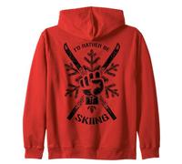I'd Rather Be Skiing Ski Protest Fist Skier Flocon de Neige Sweat à Capuche