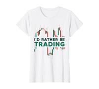 I'd Rather Be Trading Chandelier Chart Crypto Traders T-Shirt Graphique avec Valeur, Femme, Blanc, L
