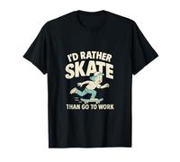 I'd Rather Skate Than Work Retro Skateboard Graphic T-Shirt