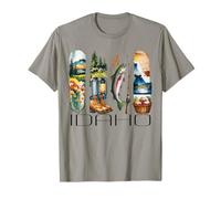 Idaho, paysage aquarelle, pêche, fierté d'État, randonnée T-Shirt