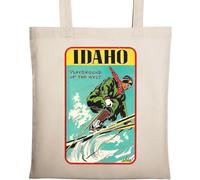 Idaho Playground of The West Skiing Sac fourre-tout vintage en coton naturel écologique Beige
