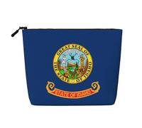 Idaho Trousse de maquillage en faux chanvre avec drapeau de l'État de l'Idaho Grande capacité Organiseur de voyage pour voyage d'affaires et usage quotidien