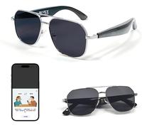 IDAMAKON AI Lunettes de soleil intelligentes avec filtre de lumière bleue et protection UV, lunettes de traduction AI prises en charge plus de 140 langues, lunettes intelligentes Bluetooth via