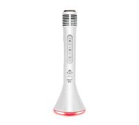 iDance PM10White Microphone Karaoke Bluetooth avec LED et Contrôle Écho - Blanc