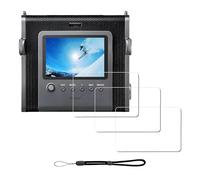 iDaPro [3Pcs Protection d'Ecran pour Fujifilm Instax WIDE EVO Instant Film Camera+[1Pcs] Dragonne,Verre Trempé,Dureté 9H,Anti-rayure,Sans Bulle,Anti-empreinte,Installation Facile