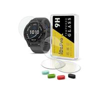 iDaPro [4Pcs Protection d'Ecran pour Garmin fenix 6 Pro / 6/6 Sapphire/6 Pro Solar+[4Pcs] Bouchons anti-poussière silicone,Verre Trempé,Dureté 9H,Anti-rayure,Sans Bulle,Anti-empreinte