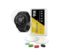 iDaPro [4Pcs Protection d'Ecran pour Garmin fenix 6S / 6S Pro / 6S Sapphire GPS 42mm+[4Pcs] Bouchons anti-poussière silicone,Verre Trempé,Dureté 9H,Anti-rayure,Sans Bulle,Anti-empreinte