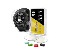 iDaPro [4Pcs Protection d'Ecran pour Garmin Fenix 7 Pro Solar/fenix 7 Pro Solar Sapphire+[4Pcs] Bouchons anti-poussière silicone,Verre Trempé,Dureté 9H,Anti-rayure,Sans Bulle,Anti-empreinte