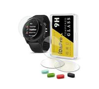 iDaPro [4Pcs Protection d'Ecran pour Garmin Forerunner 745 Running/Triathlon+[4Pcs] Bouchons anti-poussière silicone,Verre Trempé,Dureté 9H,Anti-rayure,Sans Bulle,Anti-empreinte,Installation Facile