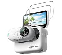 iDaPro Protection d'écran+ Objectif Protector pour Insta360 GO 3, Verre 9H | [2 Screen + 2 Objectif] + Boîte ABS. Pas pour GO 3S. 9H Dureté, Anti-rayures, Anti-bulles, Clarté HD, Anti-traces