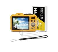 iDaPro Protection d'écran pour Kodak PIXPRO WPZ2, Verre trempé 9H | 3-Pack + Dragonne + Boîte ABS. 9H Dureté, Anti-rayures, Anti-bulles, Clarté HD, Anti-traces, Anti-reflets