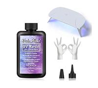 idaRosa Résine UV de 100 g de type dur transparente avec lampe UV, kit de démarrage en résine UV pour colle, fabrication de bijoux, loisirs créatifs, résine UV à séchage rapide
