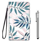 idatog Coque pour Samsung Galaxy M32 4G / F22, Portefeuille Flip Clapet Case Support Pliable Cuir PU Etui Cover Pattern Couleur Design pour Bumper 360 Degres Incassable Antichoc (Feuilles)
