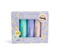 IDC INSTITUTE - Trio de Baumes à Lèvres Candy - Hydratation Gourmande et Confort Durable - Saveurs Fraise, Guimauve et Myrtille - Pour Femme