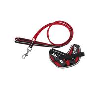 IDC Powair Bundle - Harnais IDC Powair, Taille: 2XS/Baby 2, Rouge + Laisse IDC Powair, Taille: 1,2 m avec poignée et Petit Mousqueton, Rouge