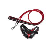 IDC Powair Bundle - Harnais IDC Powair, Taille: 3XS/Baby 1, Rouge + Laisse IDC Powair, Taille: 1,2 m avec poignée et Petit Mousqueton, Rouge