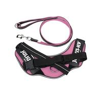 IDC Powair Bundle - Harnais IDC Powair, Taille: L/1, Rose + Laisse IDC Powair, Taille: 1,2 m avec poignée et Grand Mousqueton, Rose