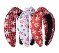 IDDFEVE Lot de 3 bandeaux de Noël pour femme, flocon de neige, Père Noël, bonhomme de neige, arbre de Noël, nœud de vacances, cadeau festif (flocon de neige)