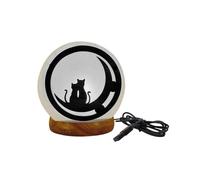 IDEA FOR PROJECT-Lampe USB blanche au sel de l’Himalaya décor chat Idea for project - 700 g