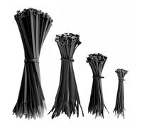 IDEA HOME 200 Pièces Serre Cable Plastique 100/150/200/300mm - Set de Collier de Serrage Résistant aux UV, Résistant à la Chaleur, Noir