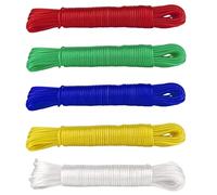 IDEA HOME Corde à Linge Cristal indéchirable de 20 m pour la Maison, Le Jardin et Le Camping - Corde à Linge Robuste en Polyester et revêtement Plastique, Couleurs Assorties Transparent