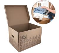 IDEA HOME Ensemble de 6 Cartons de Déménagement Movebox - Boîtes D'archives et de Rangement en Carton avec Couvercle Très Stable, Capacité de Charge de 30 kg, Taille: 431x333x294mm
