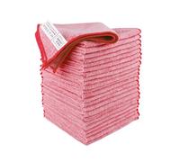 IDEA HOME Lot de 24 Chiffons Microfibre 30x30 cm 230 g/m² Rouge, Lavettes Absorbantes pour Nettoyage